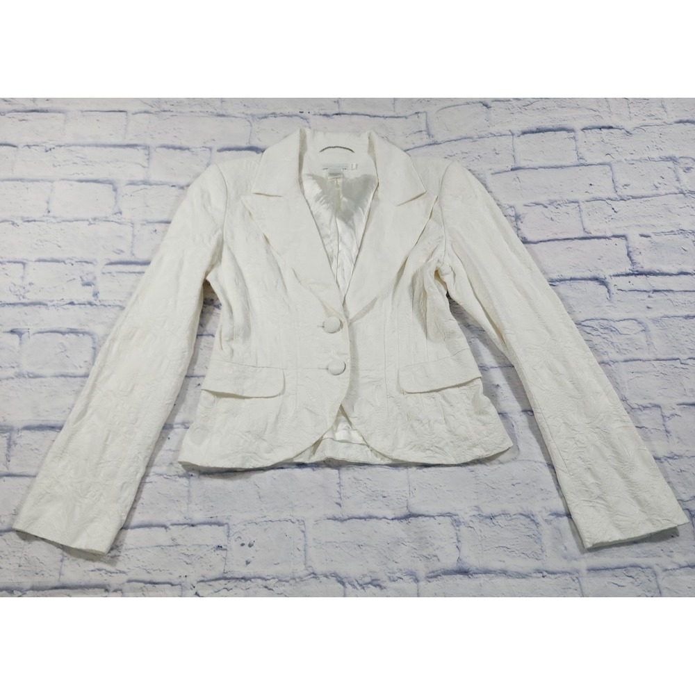Guess Collection Blazer WOMENS M White Floral Embroidered Work Office Jacket